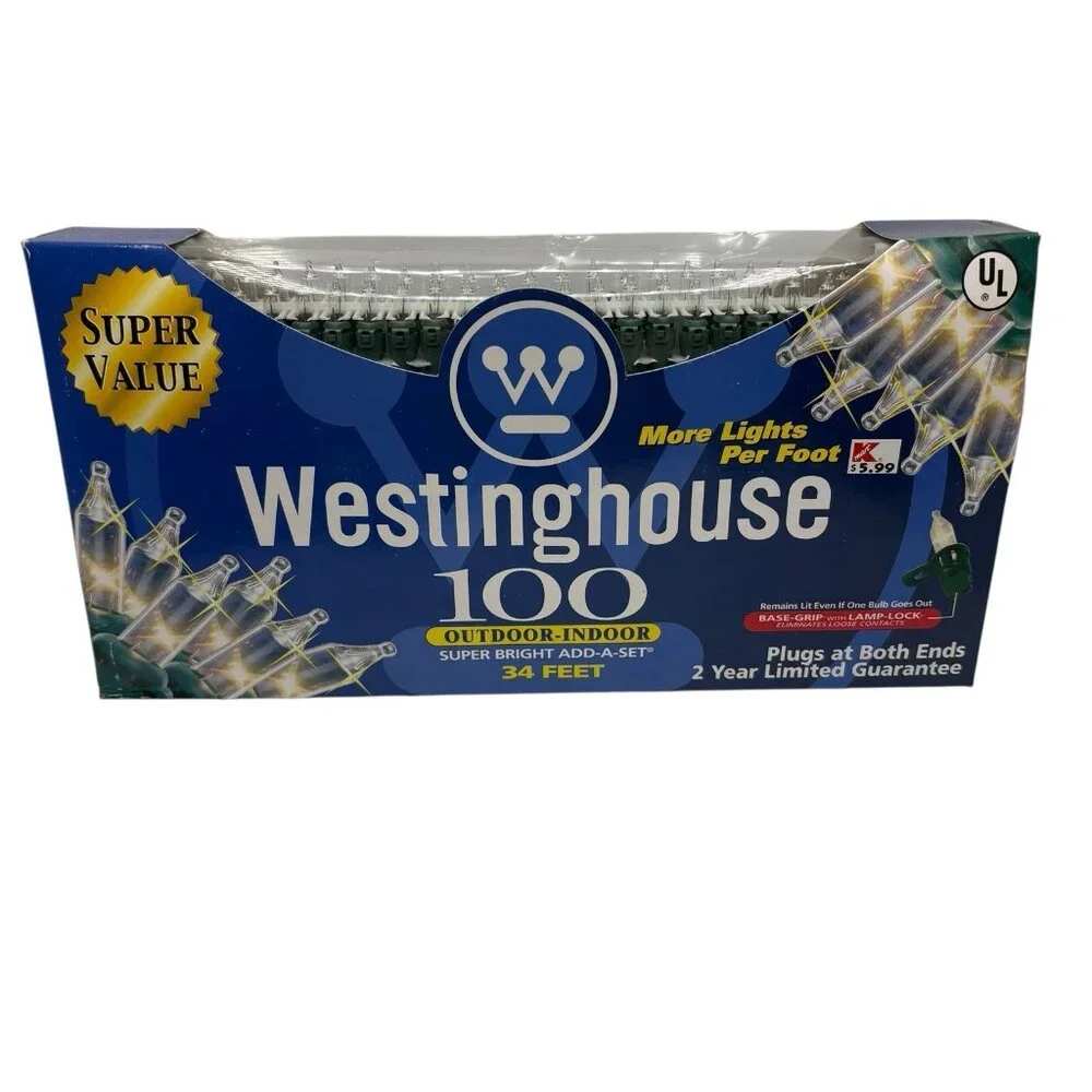 Westinghouse 100 Clear Mini Christmas Lights Outdoor Indoor 34 Ft Add A Set UL